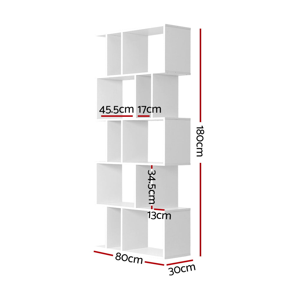 Artiss 5 Tier Bookshelf Display Shelf CD Cabinet Bookcase Stand Storage White-Bookcases &amp; Shelves - Peroz Australia - Image - 2