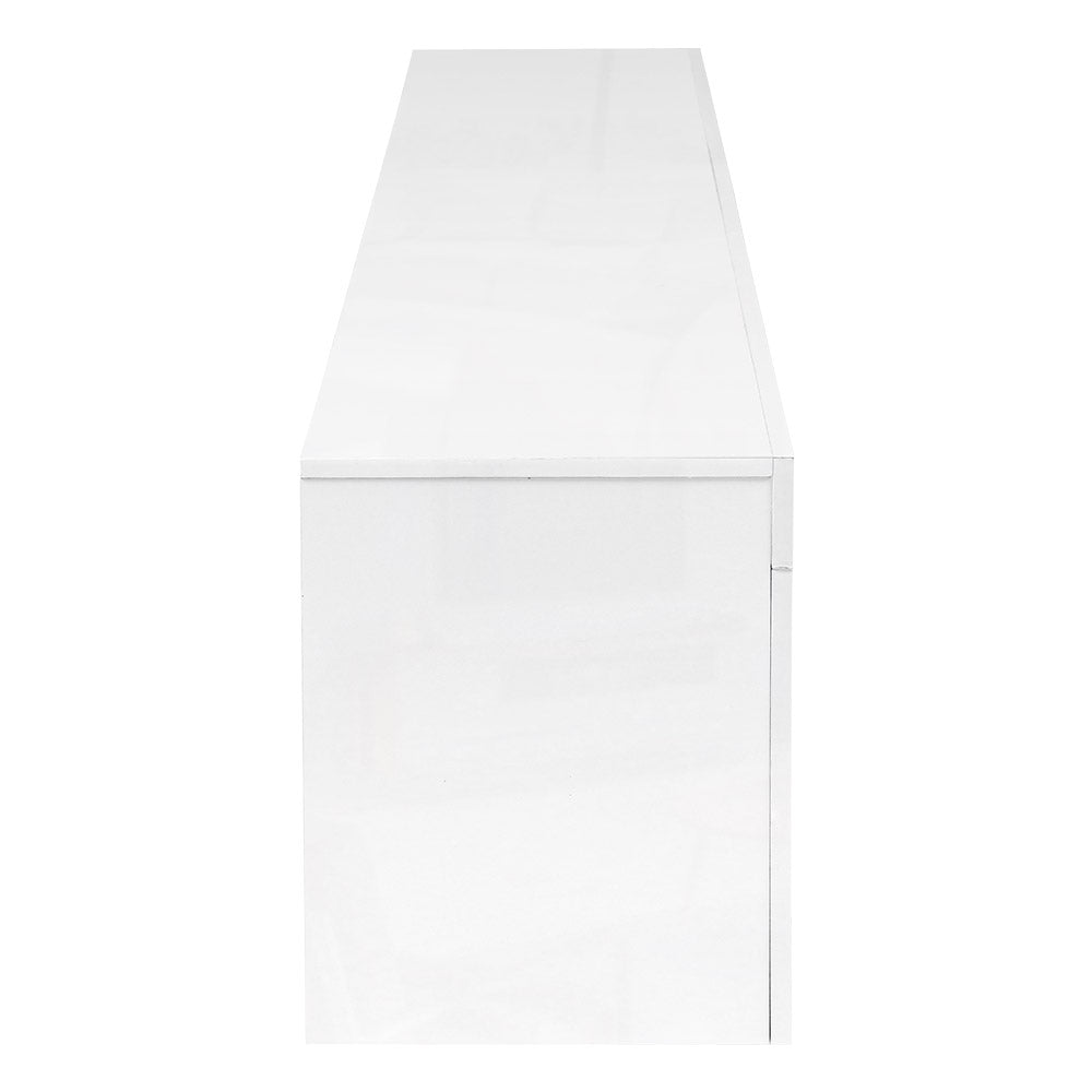 Artiss 130cm RGB LED TV Stand Cabinet Entertainment Unit Gloss Furniture Drawer Tempered Glass Shelf White-Entertainment Units - Peroz Australia - Image - 5
