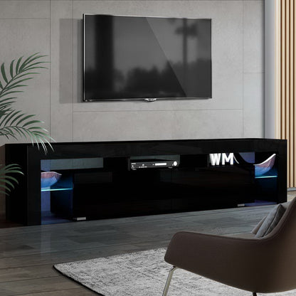 Artiss 189cm RGB LED TV Stand Cabinet Entertainment Unit Gloss Furniture Drawers Tempered Glass Shelf Black-Entertainment Units - Peroz Australia - Image - 1