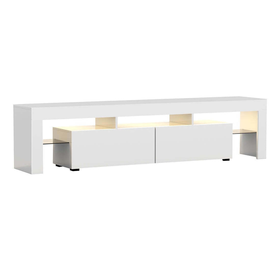 Artiss 189cm RGB LED TV Stand Cabinet Entertainment Unit Gloss Furniture Drawers Tempered Glass Shelf White-Entertainment Units - Peroz Australia - Image - 2