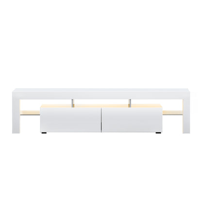 Artiss 189cm RGB LED TV Stand Cabinet Entertainment Unit Gloss Furniture Drawers Tempered Glass Shelf White-Entertainment Units - Peroz Australia - Image - 4