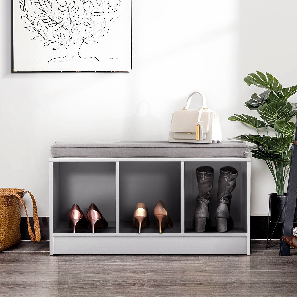 Artiss Shoe Cabinet Bench Shoes Organiser Storage Rack Shelf White Box Seat-Furniture &gt; Living Room - Peroz Australia - Image - 1