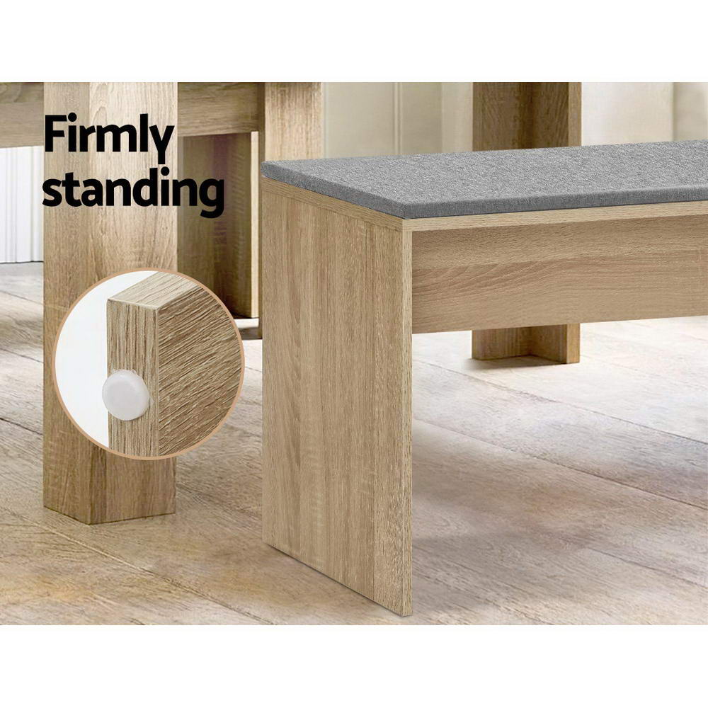 Artiss Dining Bench NATU Upholstery Seat Stool Chair Cushion Kitchen Furniture Oak 90cm-Furniture &gt; Dining - Peroz Australia - Image - 6