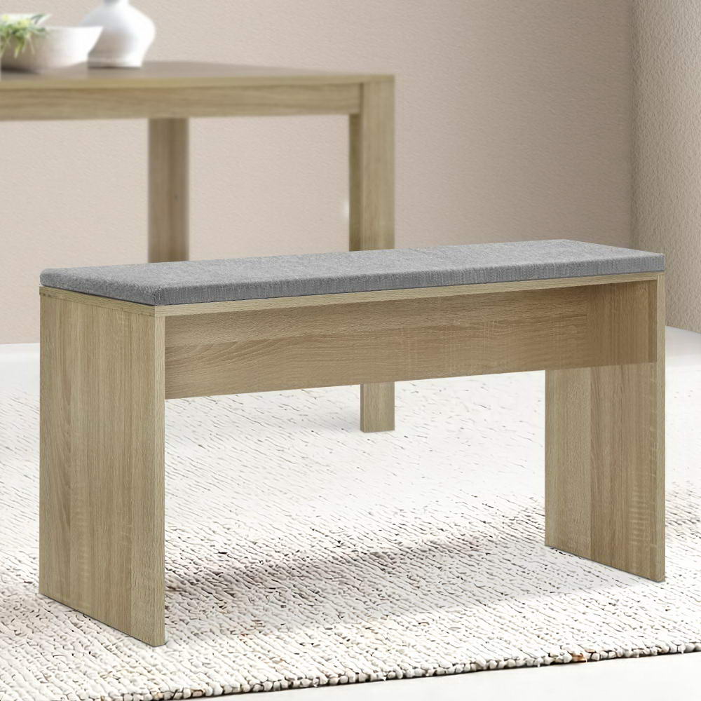 Artiss Dining Bench NATU Upholstery Seat Stool Chair Cushion Kitchen Furniture Oak 90cm-Furniture &gt; Dining - Peroz Australia - Image - 1