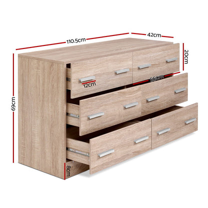Artiss 6 Chest of Drawers Cabinet Dresser Table Tallboy Lowboy Storage Wood-Furniture &gt; Living Room - Peroz Australia - Image - 3