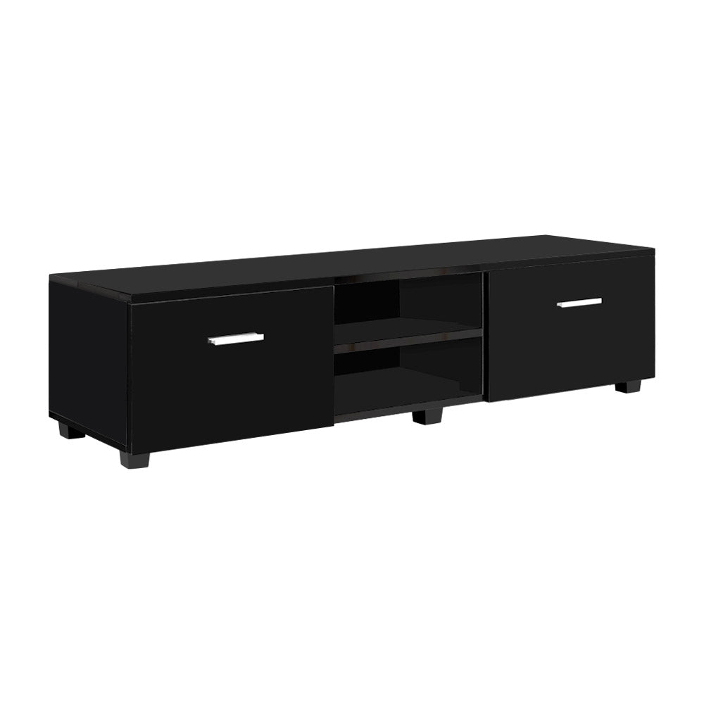 Artiss 140cm High Gloss TV Cabinet Stand Entertainment Unit Storage Shelf Black-Entertainment Units - Peroz Australia - Image - 2
