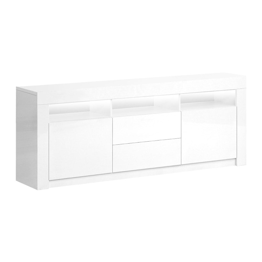 Artiss TV Cabinet Entertainment Unit Stand RGB LED Gloss Drawers 160cm White-Entertainment Units - Peroz Australia - Image - 2