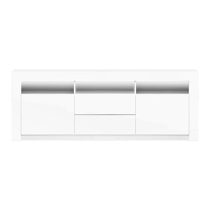 Artiss TV Cabinet Entertainment Unit Stand RGB LED Gloss Drawers 160cm White-Entertainment Units - Peroz Australia - Image - 4