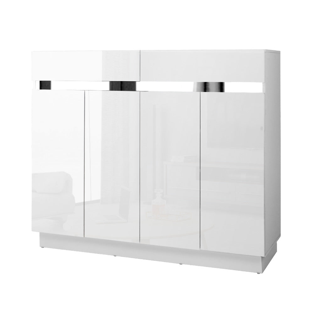 Artiss 120cm Shoe Cabinet Shoes Storage Rack High Gloss Cupboard White Drawers-Furniture &gt; Living Room - Peroz Australia - Image - 2