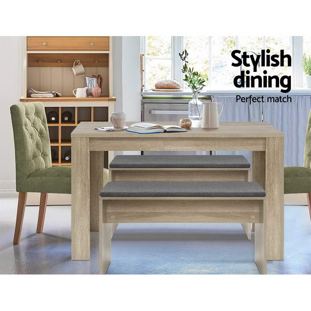 Artiss Dining Table 4 Seater Wooden Kitchen Tables Oak 120cm Cafe Restaurant-Furniture &gt; Dining - Peroz Australia - Image - 3