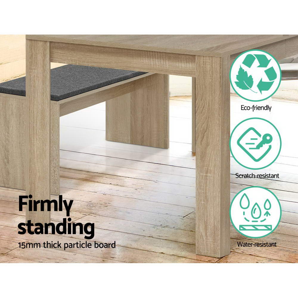 Artiss Dining Table 4 Seater Wooden Kitchen Tables Oak 120cm Cafe Restaurant-Furniture &gt; Dining - Peroz Australia - Image - 5