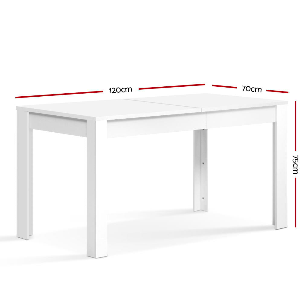 Artiss Dining Table 4 Seater Wooden Kitchen Tables White 120cm Cafe Restaurant-Furniture &gt; Dining - Peroz Australia - Image - 2