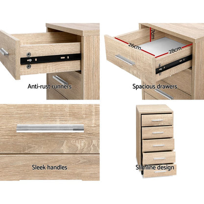 5 Drawer Filing Cabinet Storage Drawers Wood Study Office School File Cupboard-Furniture &gt; Office-PEROZ Accessories