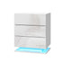 Artiss Bedside Tables Side Table RGB LED Lamp 3 Drawers Nightstand Gloss White-Furniture > Bedroom - Peroz Australia - Image - 1
