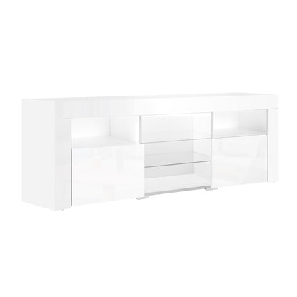 Artiss TV Cabinet Entertainment Unit Stand RGB LED Gloss Furniture 160cm White-Entertainment Units - Peroz Australia - Image - 2