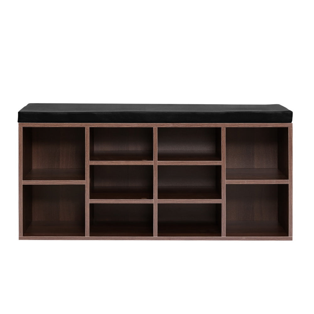 Artiss Shoe Cabinet Bench Shoes Storage Rack Organiser Shelf Cupboard Box Walnut-Furniture &gt; Living Room - Peroz Australia - Image - 4