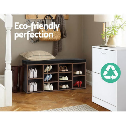 Artiss Shoe Cabinet Bench Shoes Storage Rack Organiser Shelf Cupboard Box Walnut-Furniture &gt; Living Room - Peroz Australia - Image - 8