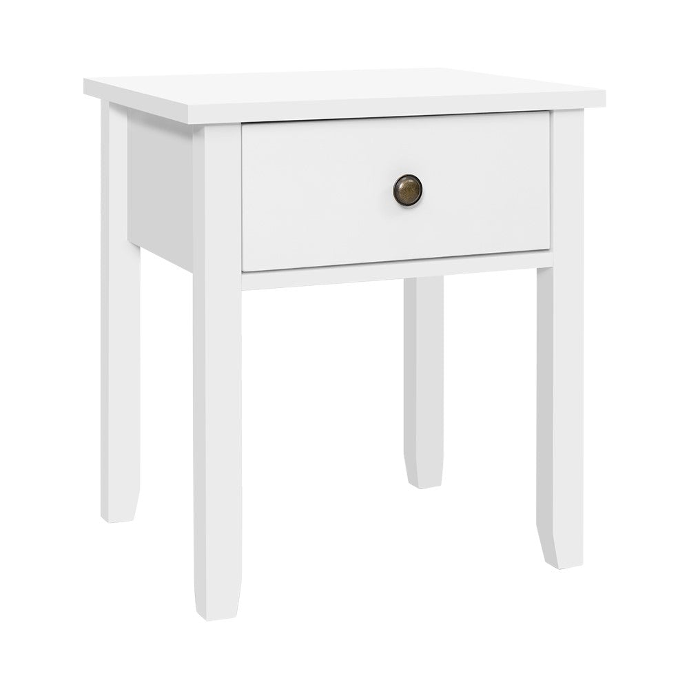 Bedside Tables Drawer Side Table Nightstand White Storage Cabinet White Lamp-Bedside Tables-PEROZ Accessories