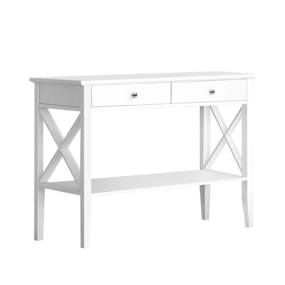 Artiss Console Table Hall Side Entry 2 Drawers Display White Desk Furniture-Furniture &gt; Living Room - Peroz Australia - Image - 2