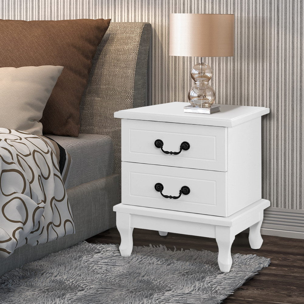 Artiss KUBI Bedside Tables 2 Drawers Side Table French Nightstand Storage Cabinet-Furniture &gt; Bedroom - Peroz Australia - Image - 1