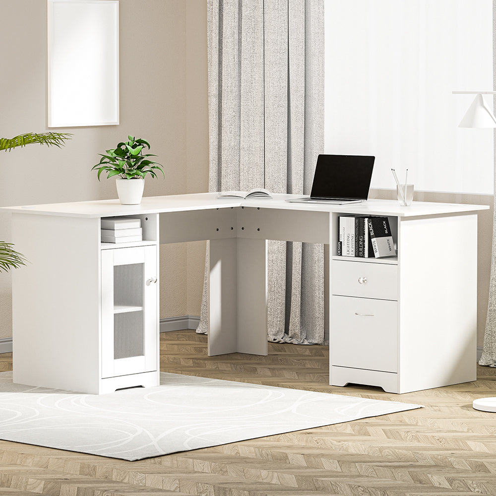 Artiss Corner Computer Desk Office Study Desks Table L-Shape Drawers Tables-Furniture &gt; Office-PEROZ Accessories