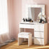 Artiss Dressing Table LED Makeup Mirror Stool Set 12 Bulbs Vanity Desk White-Furniture > Bedroom - Peroz Australia - Image - 7