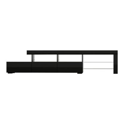 Artiss TV Cabinet Entertainment Unit Stand RGB LED Gloss Furniture 215cm Black-Entertainment Units - Peroz Australia - Image - 4