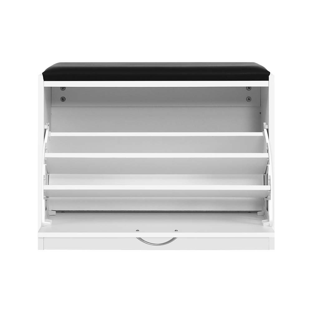Artiss Shoe Cabinet Bench Shoes Storage Rack Organiser Drawer White 15 Pairs-Furniture &gt; Living Room - Peroz Australia - Image - 2