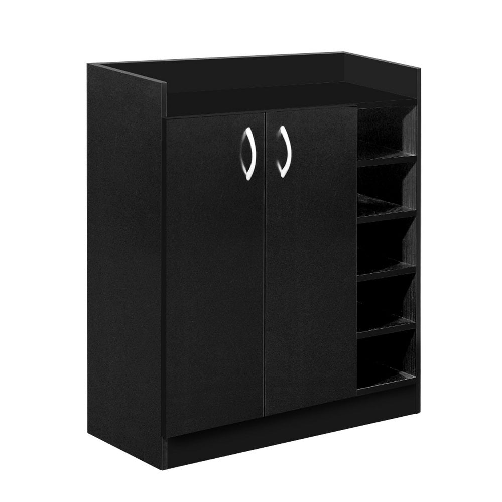 Artiss 2 Doors Shoe Cabinet Storage Cupboard - Black-Home &amp; Garden &gt; Storage - Peroz Australia - Image - 2