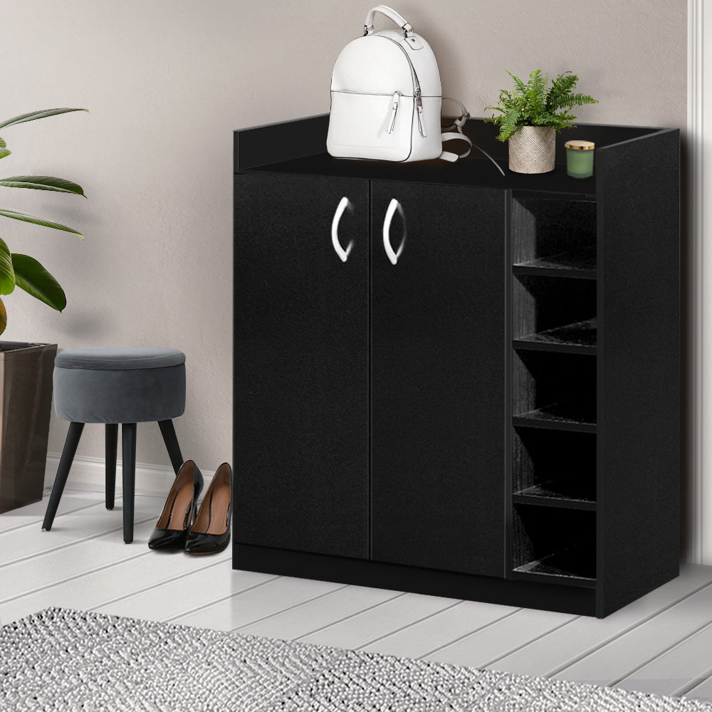 Artiss 2 Doors Shoe Cabinet Storage Cupboard - Black-Home &amp; Garden &gt; Storage - Peroz Australia - Image - 1