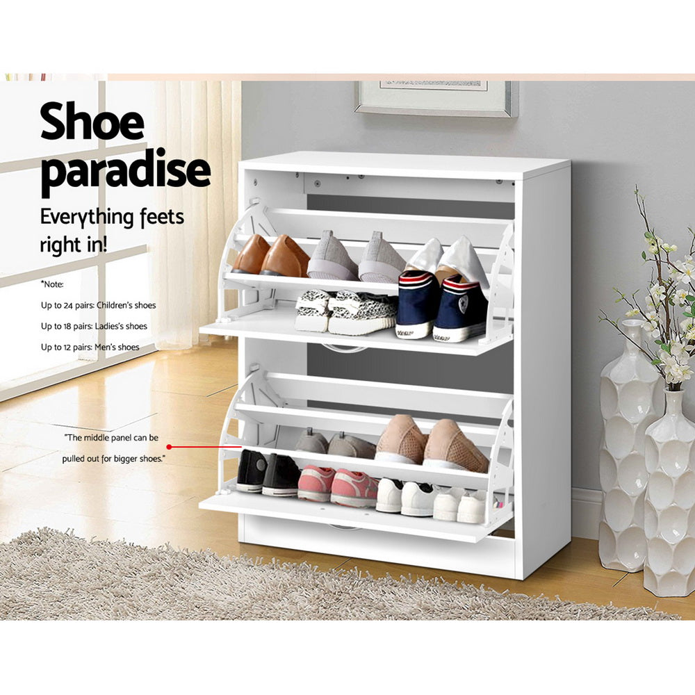 Artiss 2 Door Shoe Cabinet - White-Home &amp; Garden &gt; Storage - Peroz Australia - Image - 8
