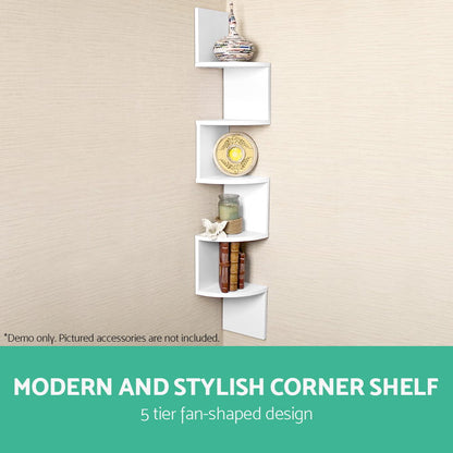Artiss 5 Tier Corner Wall Shelf - White-Furniture &gt; Living Room - Peroz Australia - Image - 4