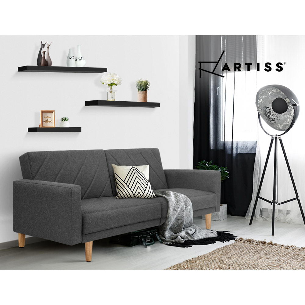 Artiss 3 Piece Floating Wall Shelves - Black-Home &amp; Garden &gt; Storage - Peroz Australia - Image - 6