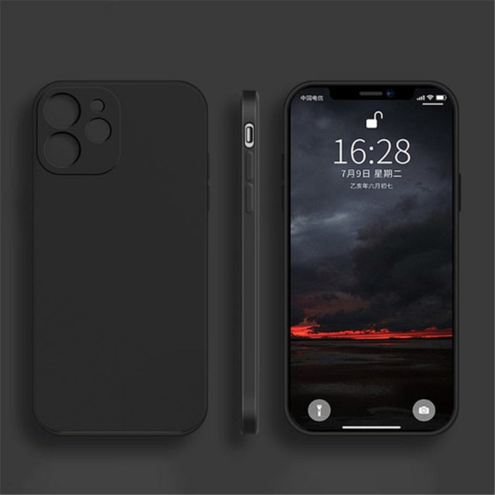 Anymob iPhone Black Fashion Square Silicone Phone Case For IOS Full Lens Protection Cover iPhone Compatible-Mobile Phone Cases-PEROZ Accessories