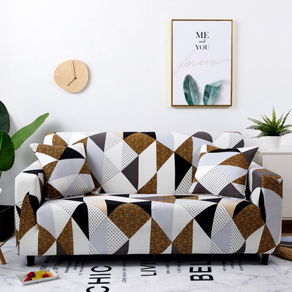 Anyhouz 1 Seater Sofa Cover Beige Geometric Style and Protection For Living Room Sofa Chair Elastic Stretchable Slipcover-Slipcovers-PEROZ Accessories