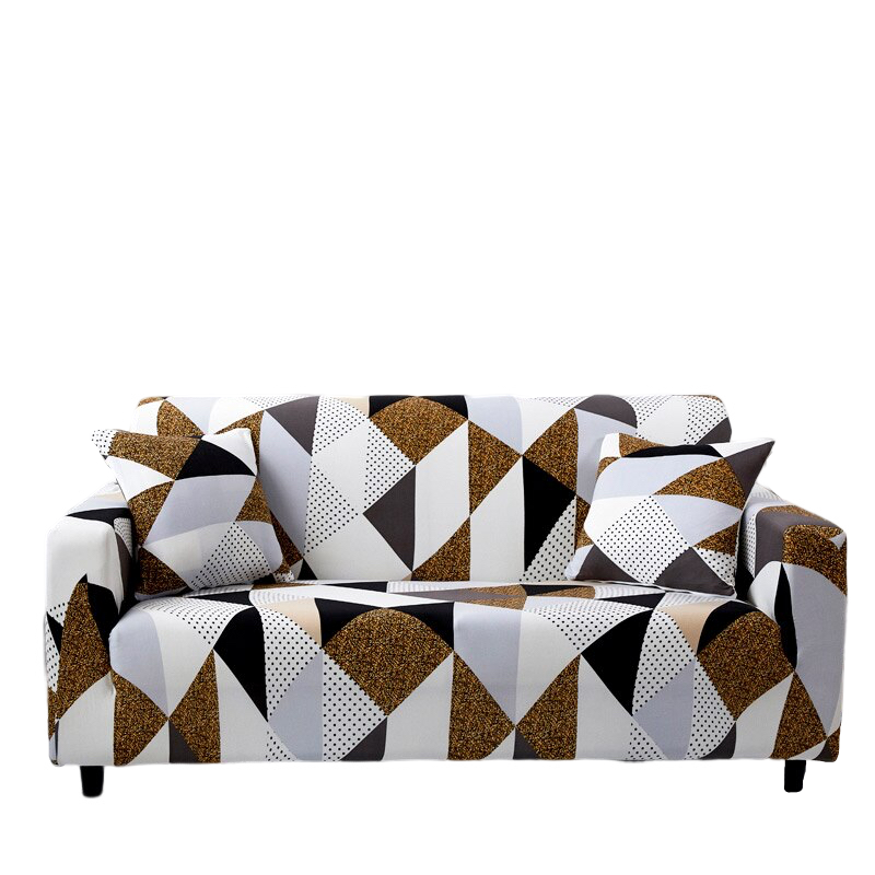 Anyhouz 4 Seater Sofa Cover Beige Geometric Style and Protection For Living Room Sofa Chair Elastic Stretchable Slipcover-Slipcovers-PEROZ Accessories