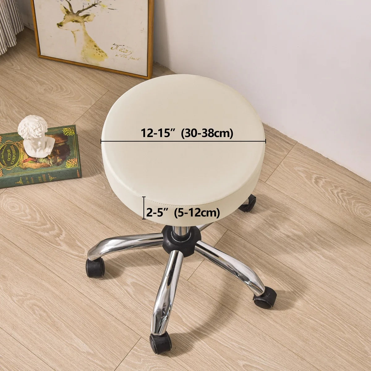 Anyhoux Barstool Cushion Cover Yellow Elastic Bands Slipcover for Swivel Chair Barstool Washable PU Leather Cushion Cover-Chair Cover-PEROZ Accessories