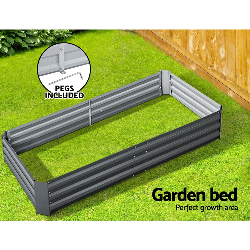 Greenfingers Galvanised Steel Raised Garden Bed Instant Planter 210 x 90 Aluminium-Home &amp; Garden &gt; Garden Beds-PEROZ Accessories
