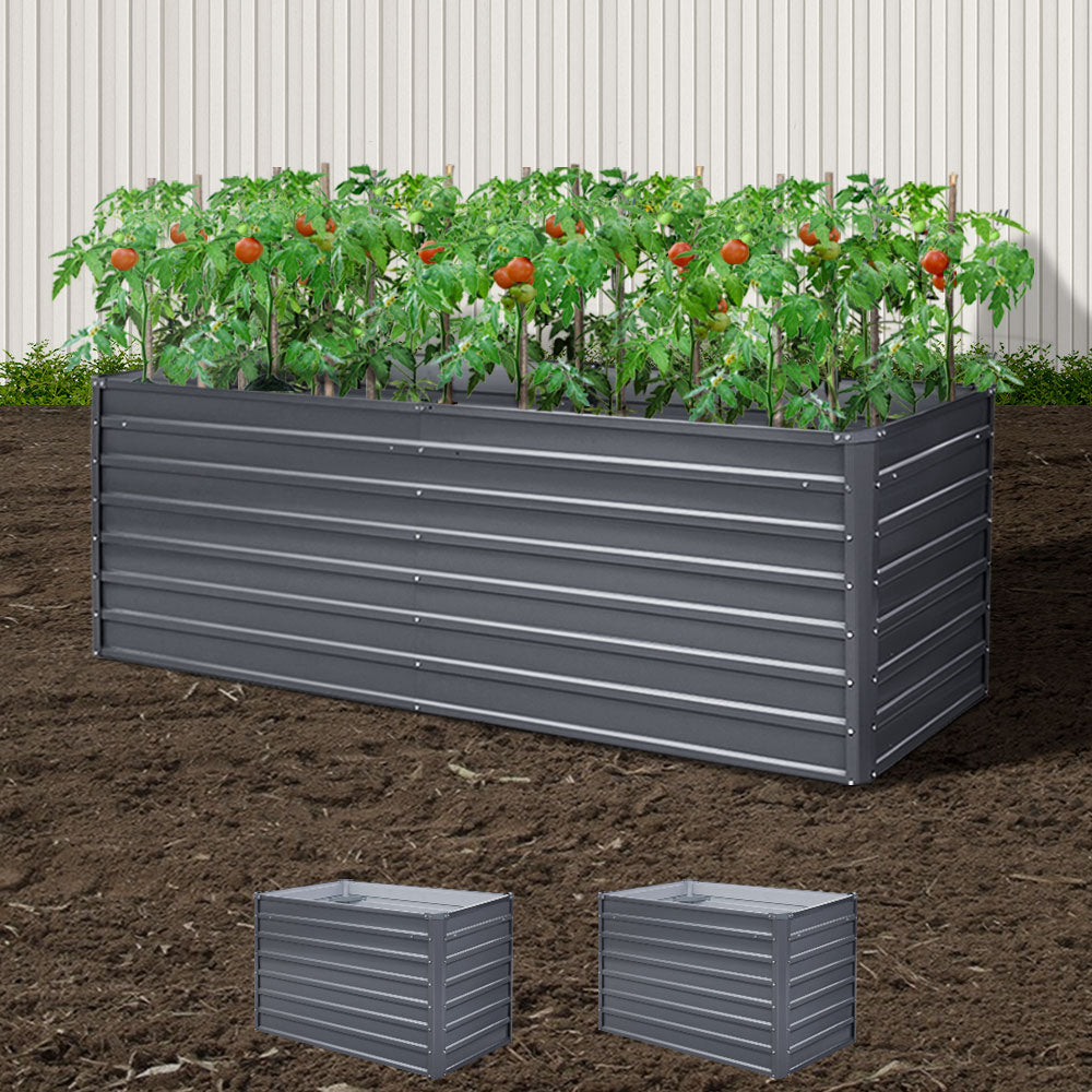 Greenfingers Garden Bed 240X80X77CM Galvanised Raised Steel Instant Planter 2N1-Home &amp; Garden &gt; Garden Beds-PEROZ Accessories