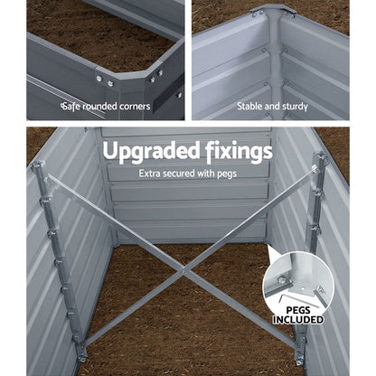Greenfingers Garden Bed 320 x 80 x 77cm Galvanised Steel Raised Planter 2N1-Home &amp; Garden &gt; Garden Beds-PEROZ Accessories