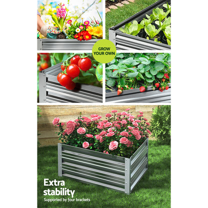 Greenfingers Garden Bed Galvanised Steel Raised Planter Vegetable 86x86x30cm-Home &amp; Garden &gt; Garden Beds-PEROZ Accessories