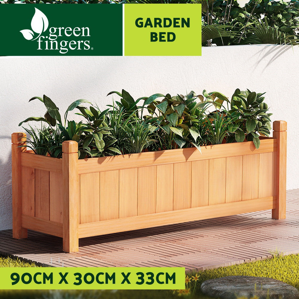 Greenfingers Garden Bed Raised Wooden Planter Outdoor Box Vegetables 90x30x33cm-Home &amp; Garden &gt; Garden Beds-PEROZ Accessories