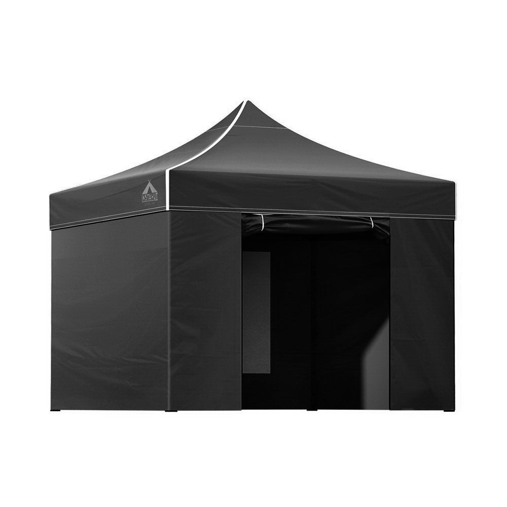 Instahut Gazebo 3x3 Pop Up Marquee Folding Tent Wedding Gazebos Camping Outdoor Shade Canopy Black-Home &amp; Garden &gt; Shading-PEROZ Accessories