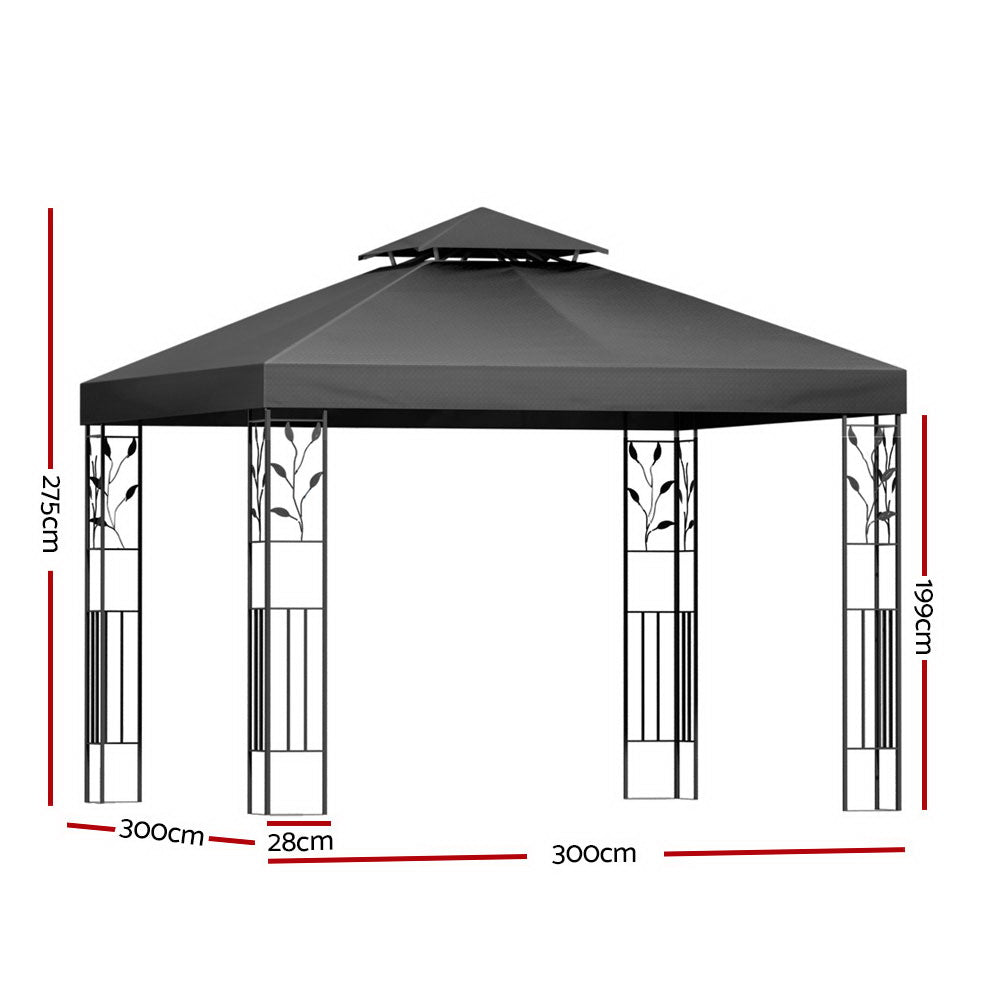 Instahut Gazebo 3x3m Party Marquee Outdoor Wedding Event Tent Iron Art Canopy-Gazebos-PEROZ Accessories