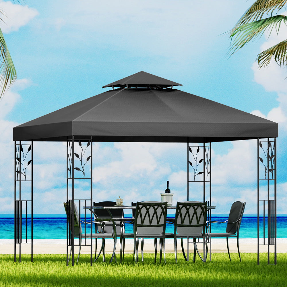 Instahut Gazebo 3x3m Party Marquee Outdoor Wedding Event Tent Iron Art Canopy-Gazebos-PEROZ Accessories