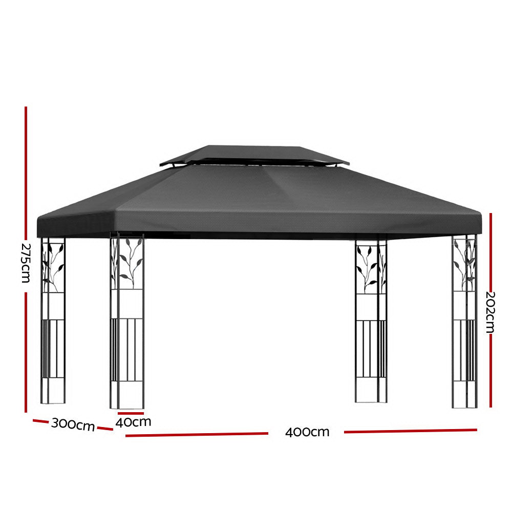 Instahut Gazebo 4x3m Party Marquee Outdoor Wedding Event Tent Iron Art Patio-Gazebos-PEROZ Accessories