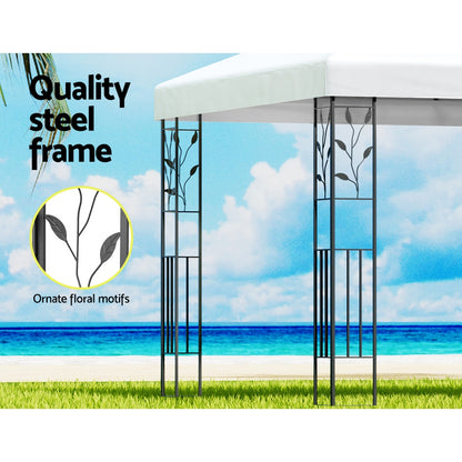 Instahut Gazebo 4x3m Party Marquee Outdoor Wedding Event Tent Iron Art White-Gazebos-PEROZ Accessories