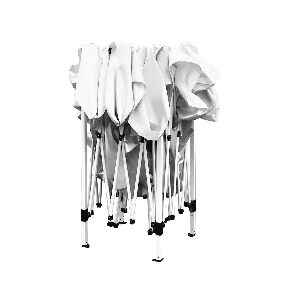 Instahut Gazebo Pop Up Marquee 3x3 Wedding Side Mesh Wall Outdoor Gazebos White-Home &amp; Garden &gt; Shading-PEROZ Accessories