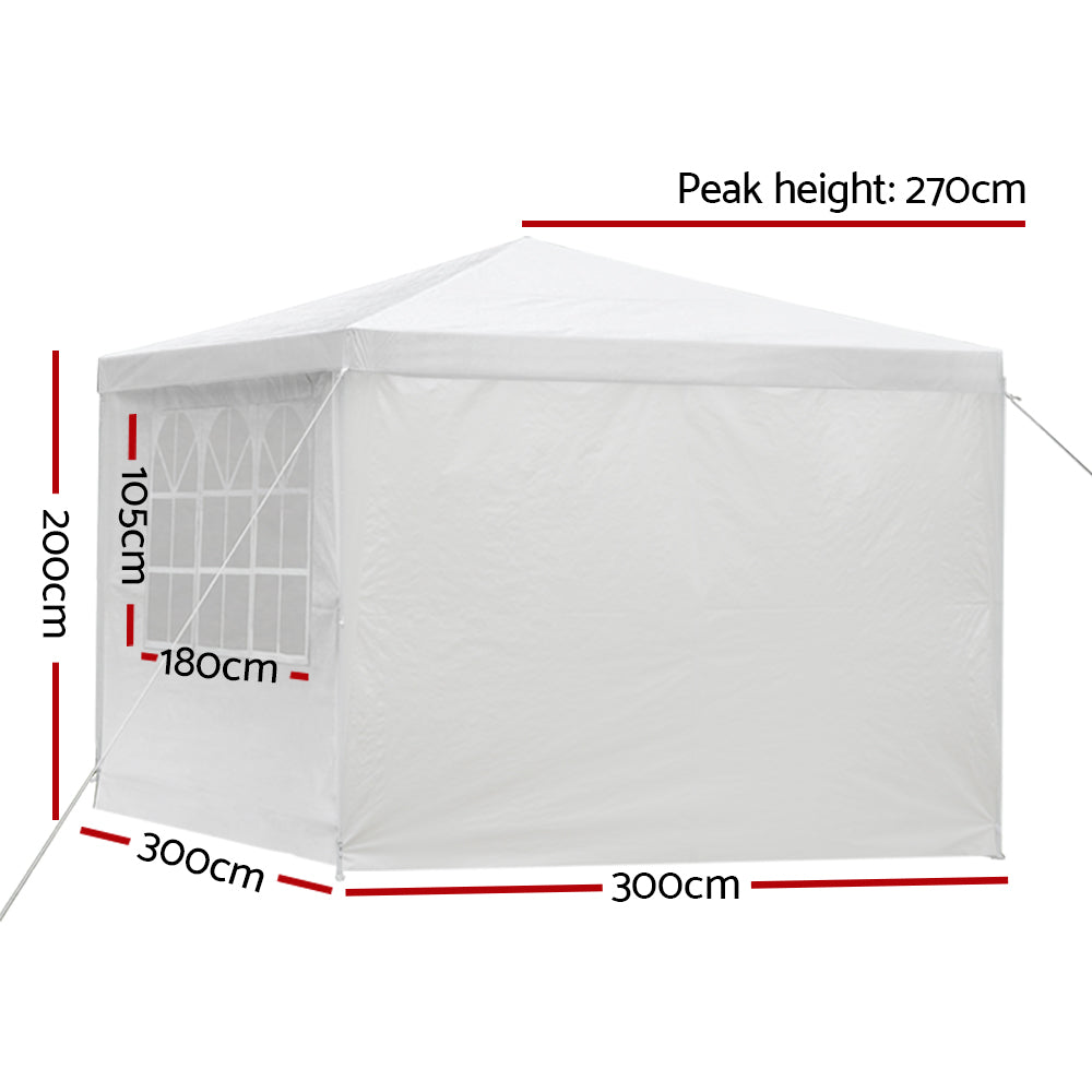 Instahut Gazebo 3x3 Outdoor Marquee Gazebos Wedding Party Camping Tent 4 Wall Panels-Home &amp; Garden &gt; Shading-PEROZ Accessories