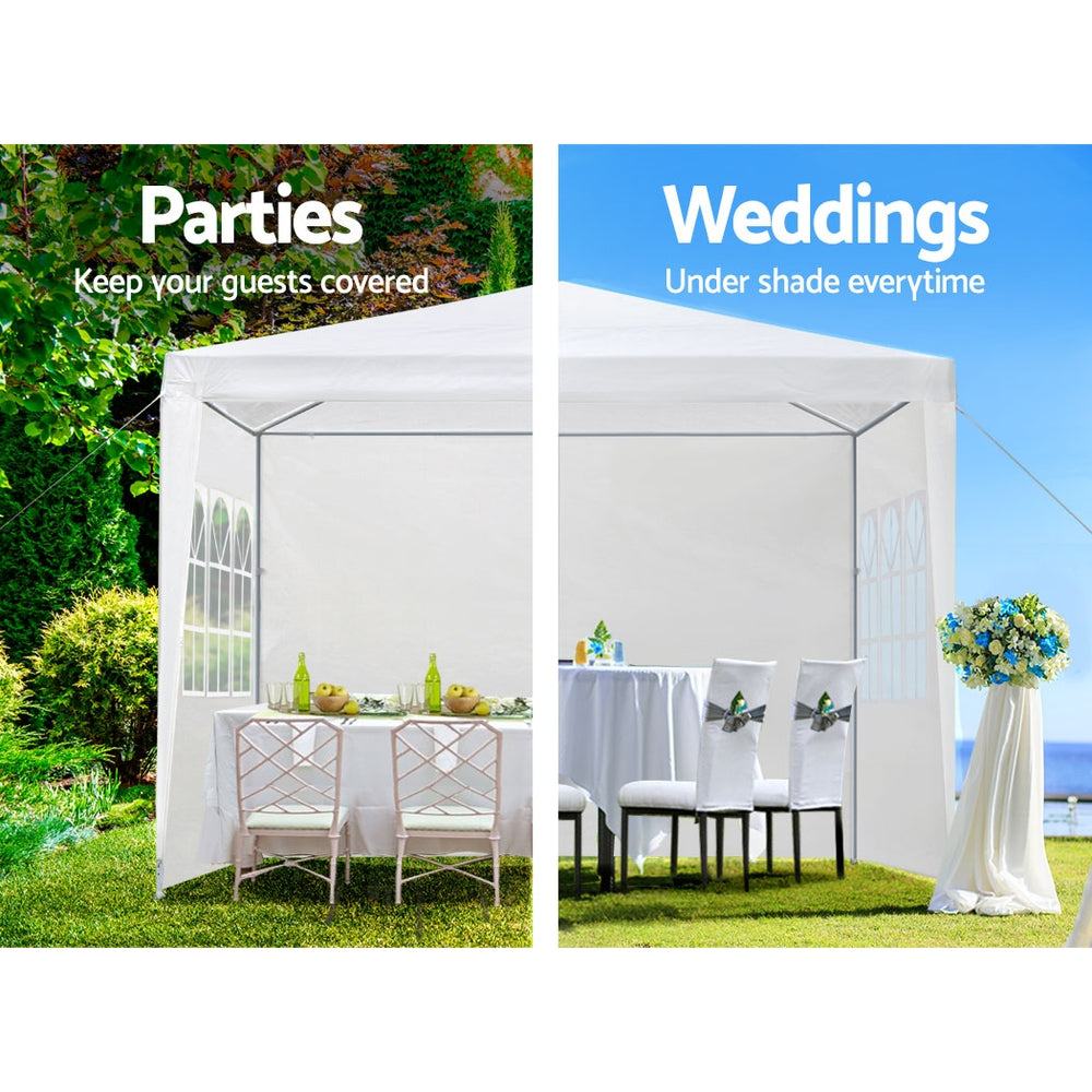 Instahut Gazebo 3x3 Outdoor Marquee Gazebos Wedding Party Camping Tent 4 Wall Panels-Home &amp; Garden &gt; Shading-PEROZ Accessories